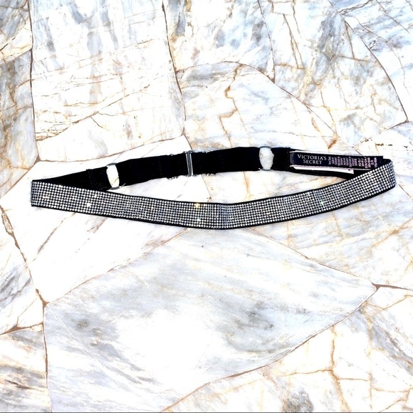 Victoria’s Secret Rhinestones Elastic Waistband Crystal Women's 1 In Dress Belt - Picture 1 of 16